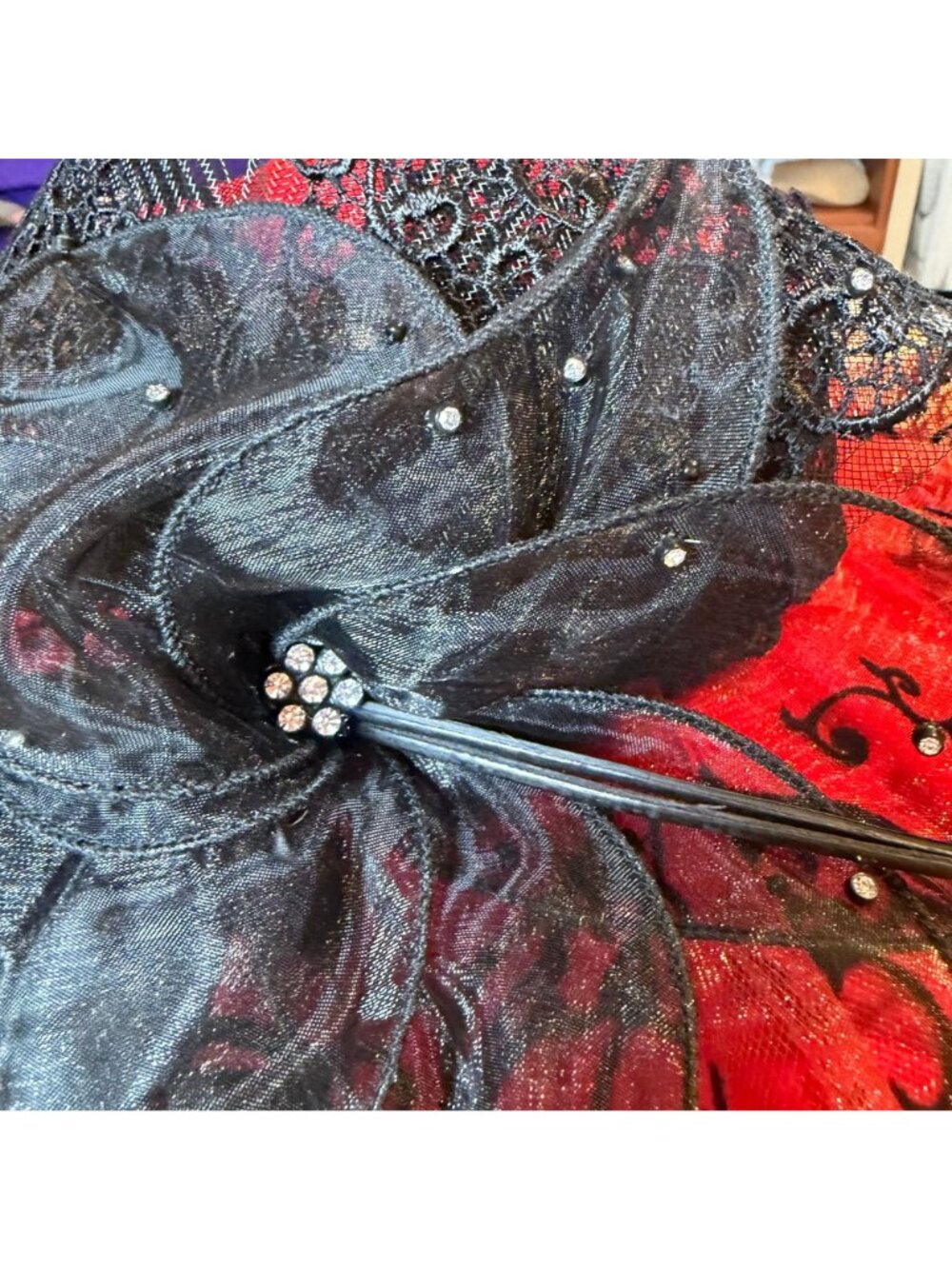 Ms Divine Elegant Red & Black Lace Wide Brim Hat Derby Church NEW - Picture 5 of 11